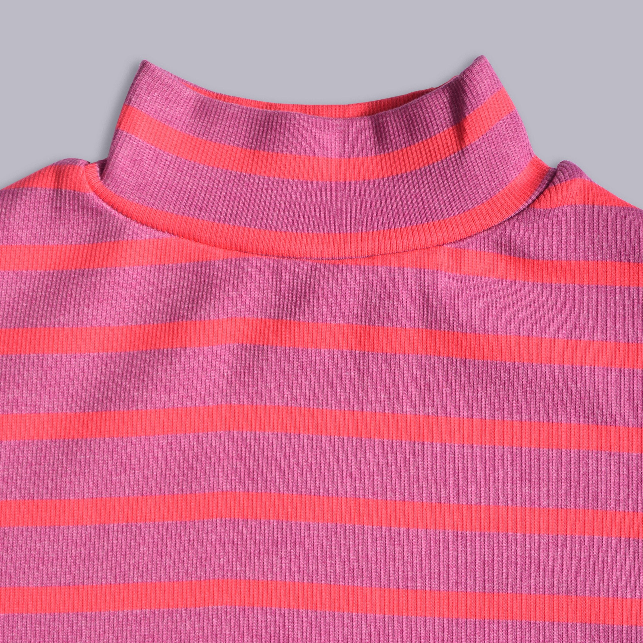 Mock Neck Striped Sweat Shirt