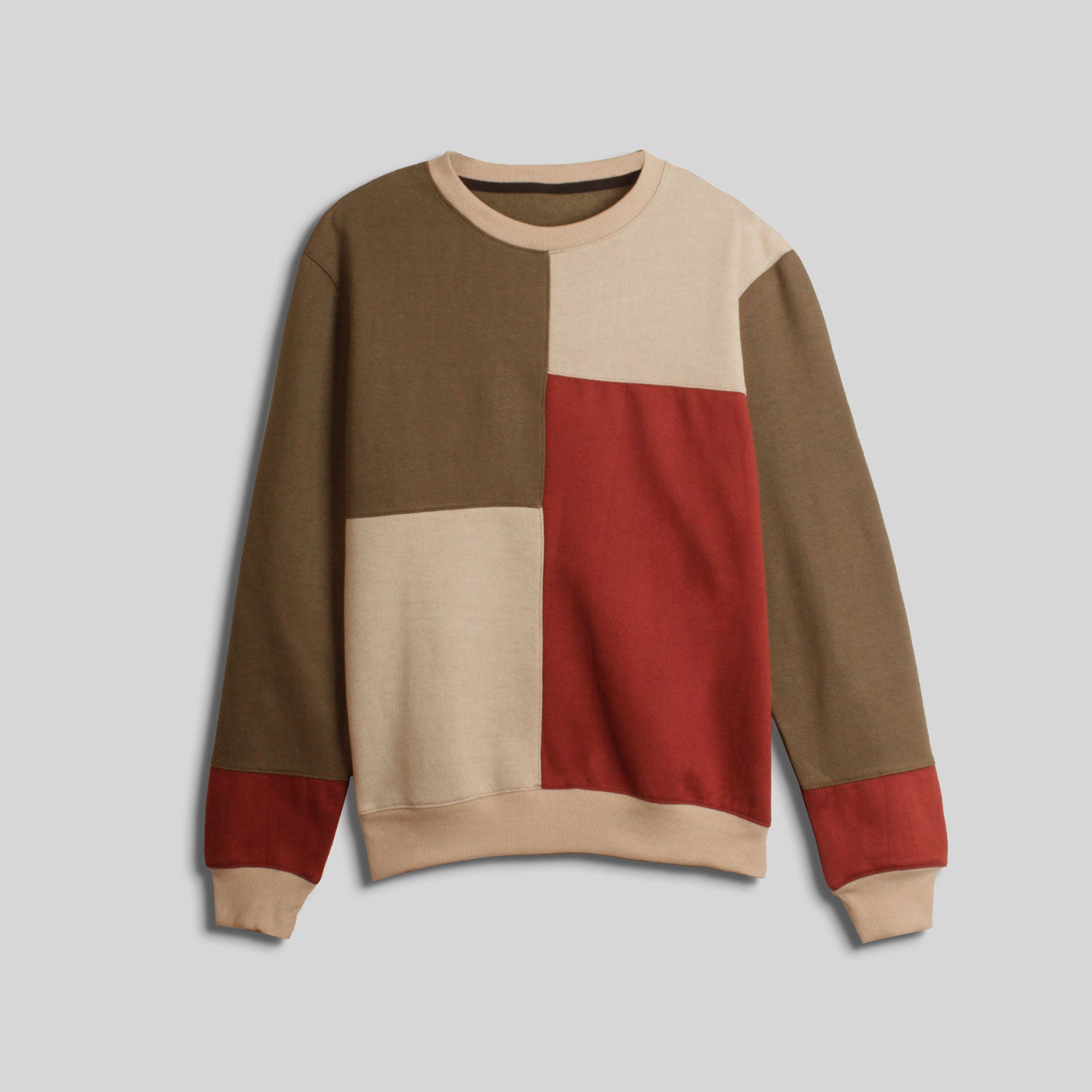 Ladies Olive Block Panel Sweatshirt