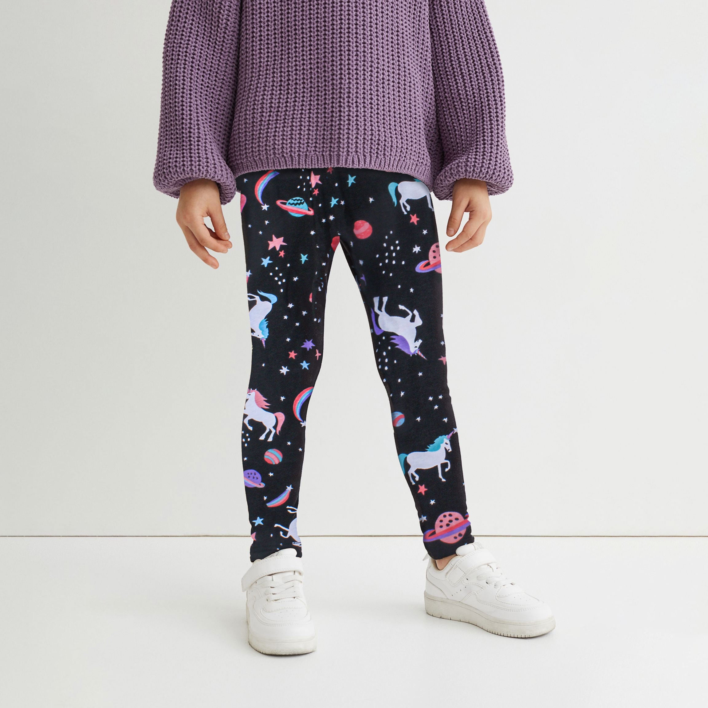 Kid's Space Unicorn Texture Leggings