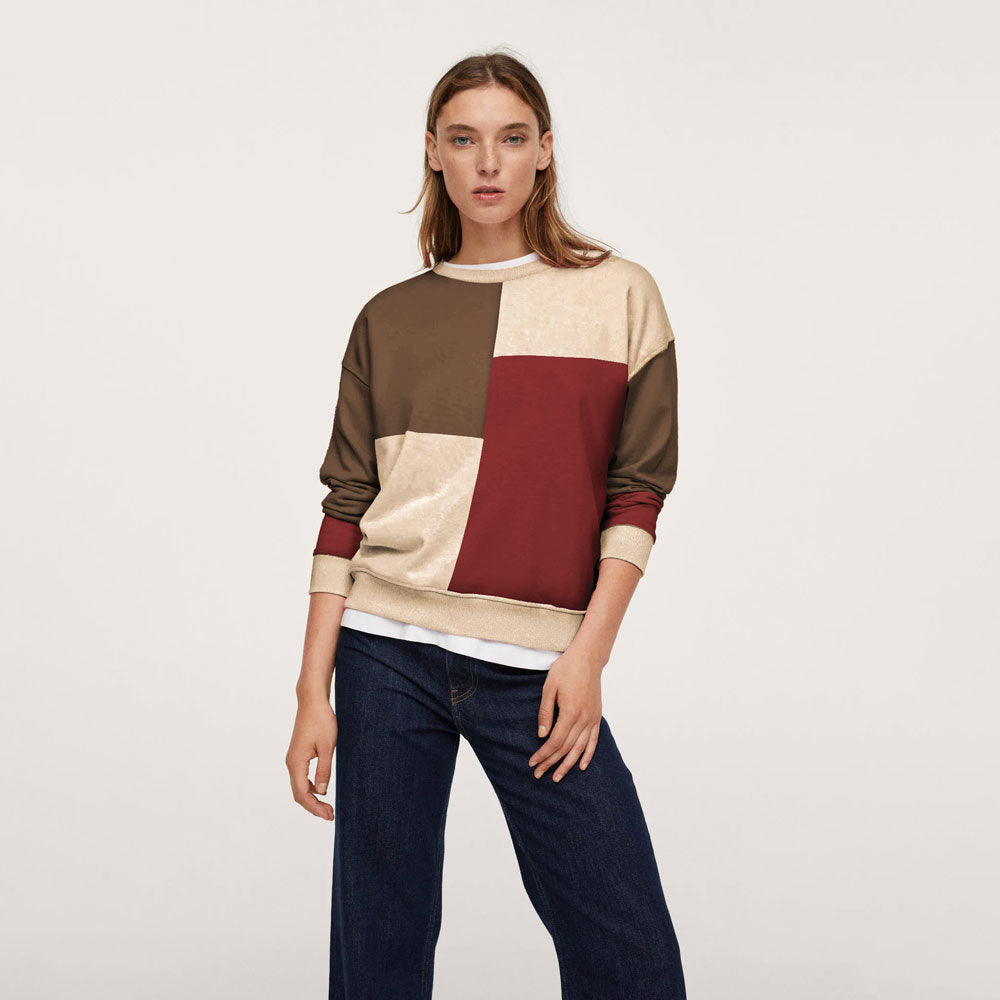 Ladies Olive Block Panel Sweatshirt