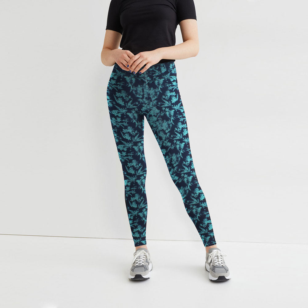 Women's Dark Navy Tree Texture Leggings