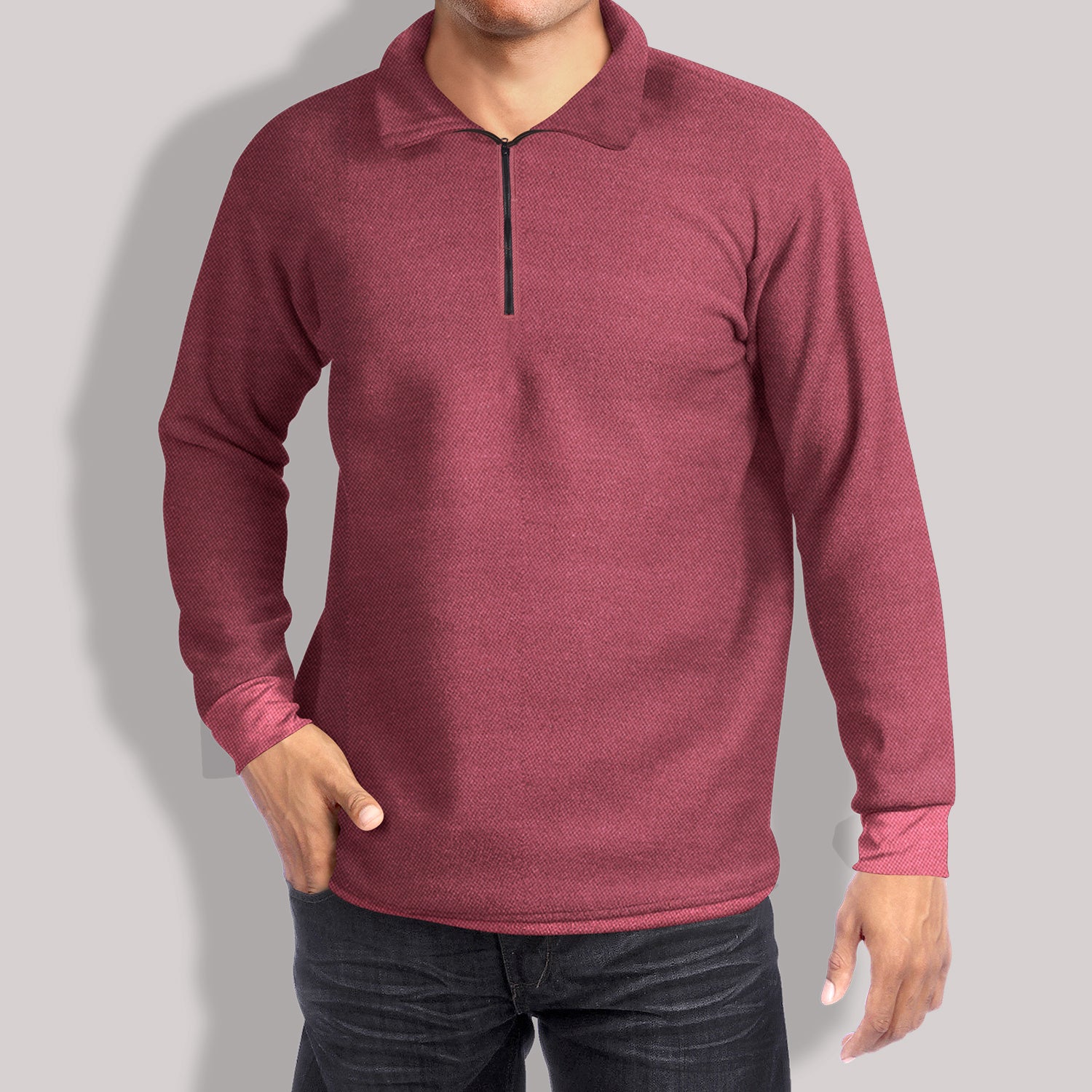 QUARTER ZIPPER THERMAL Burgundy