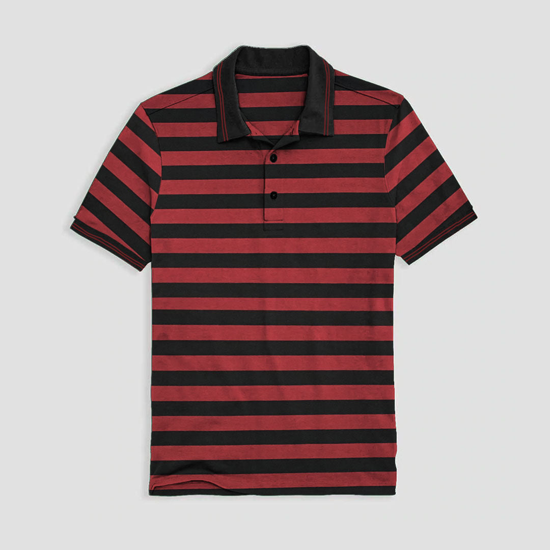 Men’s Red & Black Stripe Polo Shirt