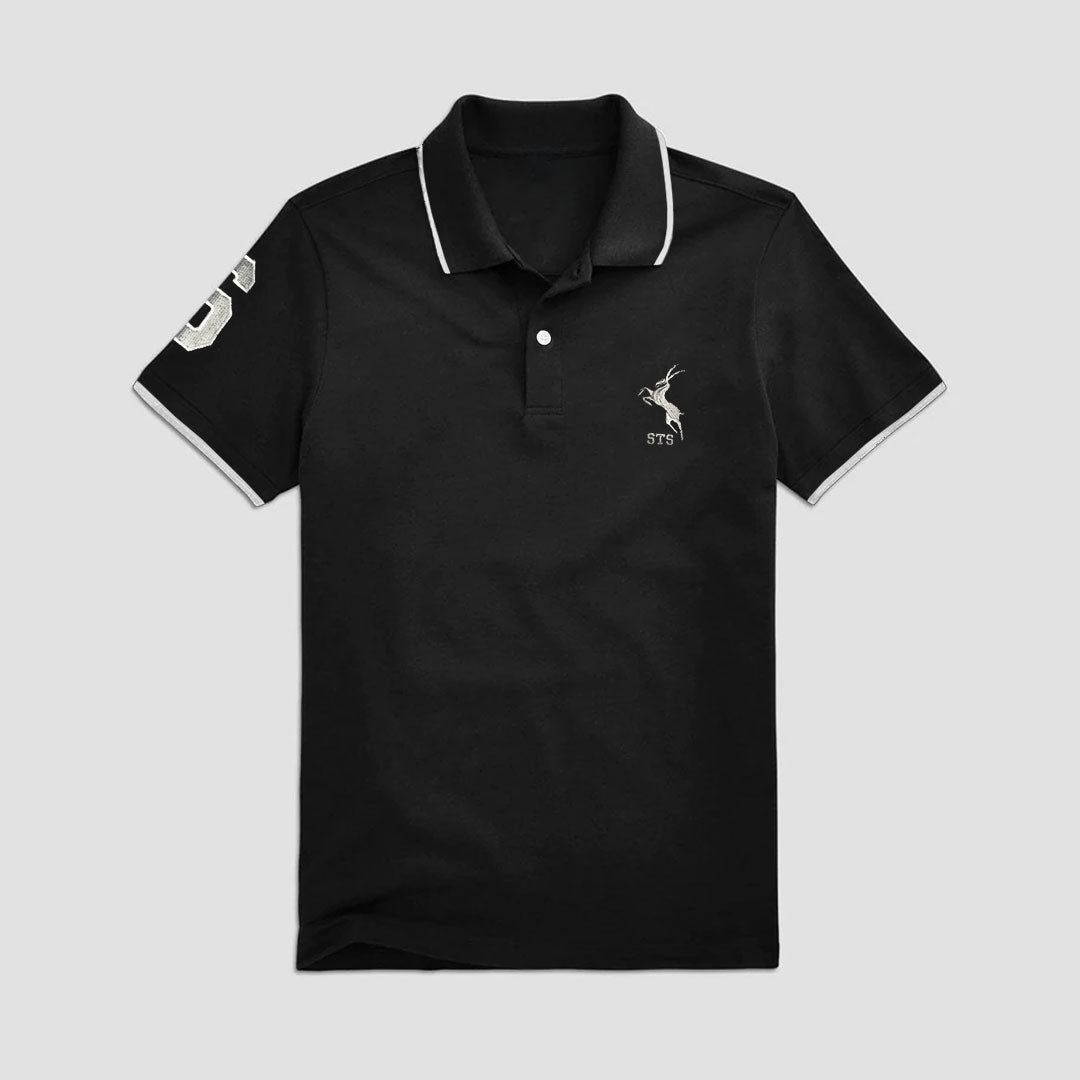 Men's Black Polo with White Logo